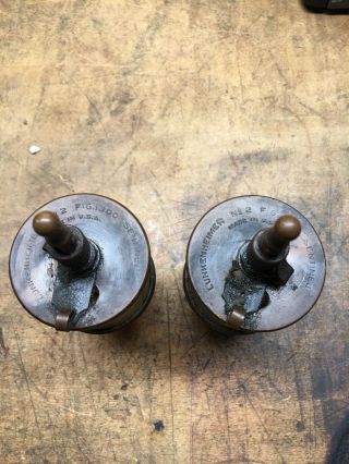 Antique Pair Lunkenheimer No.  2 Sentinel 1300 Brass Hit/miss Steam Engine Oiler