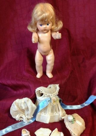 Vintage Pre Ginny Toddles Blonde Mohair Wig and tagged Dress 6