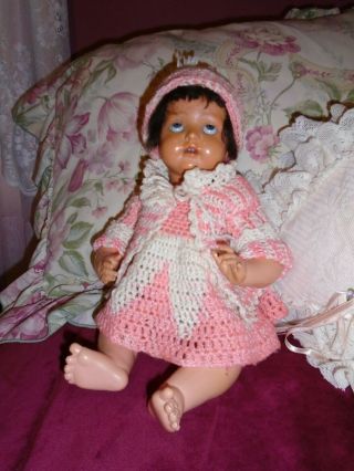 Antique Celluloid Doll Glass Eyes Schultz Marke 15 " Use Or Fix Up