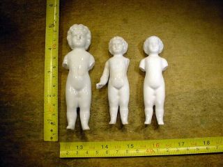 3 X Excavated Vintage Victorian Frozen Charlotte Doll Age 1860 3.  5 - 4.  3 " 10592