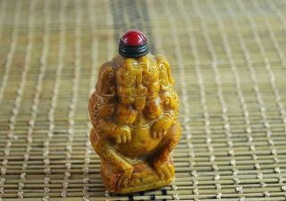 Exquisite Chinese Antique Old Jade Elephant Snuff Bottle Z182
