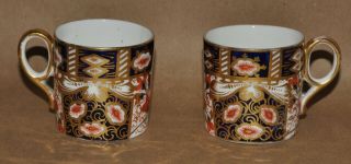 Antique Royal Crown Derby Porcelain Traditional Imari Demitasse Cups Teacup