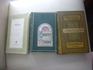 3 X Antique Books 1 Signed By Henry W.  Longfellow? 1878,  2 On John Milton Poetry