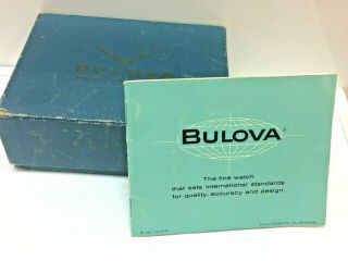 Vintage " Bulova " Watch Box With Outer Box & Papers Circa 1963