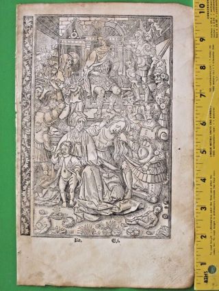 Rare Boh Leaf,  Miniature,  Gruesome Scene,  Murder Of The Innocents,  Ca.  1515