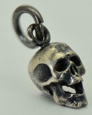 Antique 19th Century Victorian Sterling Silver Skull Charm Pendant Fob