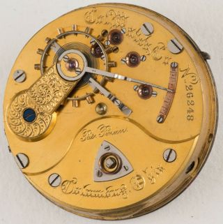 Antique Early Columbus 18s Transitional Pocket Watch Movement