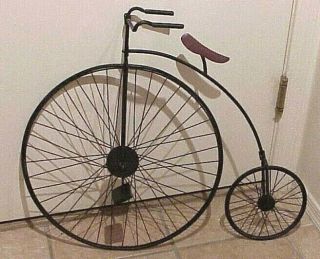 Metal 30 " X 24 " Antique Style High Wheel Bicycle Penny Farthing Wall Art Decor