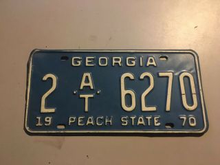 Vintage License Plate 1970 Antique Old Early Georgia Peach State