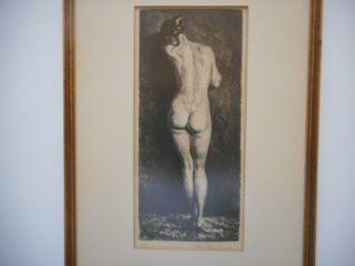 Fine Antique Etching Of A Nude Listed Otto Quante 1875 - 1947 Pencil Signed