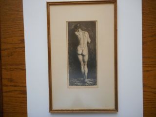 Fine Antique Etching of a Nude Listed Otto Quante 1875 - 1947 Pencil Signed 2