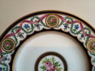Lovely Antique 19th Century Hand Painted Flowers Porcelain Plate.  23cm 2