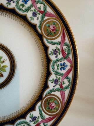Lovely Antique 19th Century Hand Painted Flowers Porcelain Plate.  23cm 5