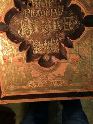 Antique 1800 ' s Pictorial Family Holy Bible 8