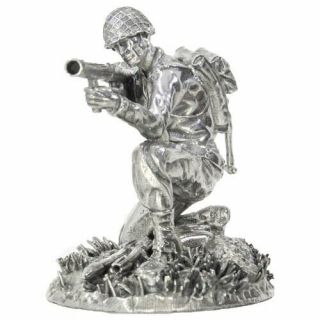 5 Oz Antique Finish Silver Soldiers Stovepipe Statue