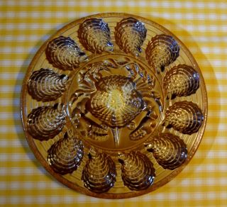 1960 Antique French Majolica Oyster Master Serving Platter Sarreguemines Crab