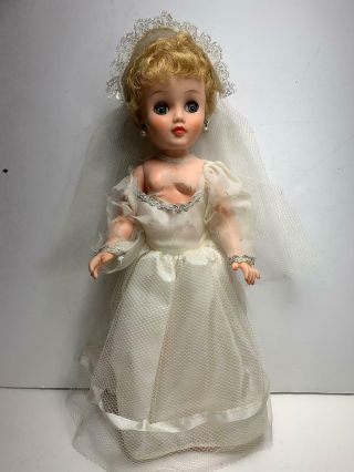 Vintage Ideal Little Miss Revlon Doll In Ragged Bride Doll Outfit -