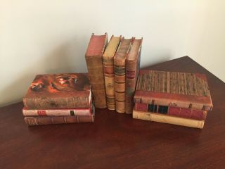 Antique Leather Bound Books Set Of 10 -