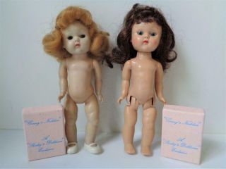 2 Vintage Vogue Ginny Dolls With Painted Eyelashes Walker Strung,  Necklaces