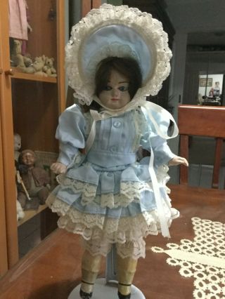 Antique German Papier Mache Shoulder Head Doll Ca 1880s On Orig Body &.  2 Outfits