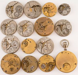 Antique American Pocket Watch Movements To Repair Waltham Illinois Cheshire