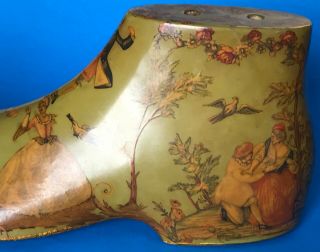 Antique Hiram Manning Decoupage On Wood Shoe Last Famous Listed Artist 12.  75  L 5