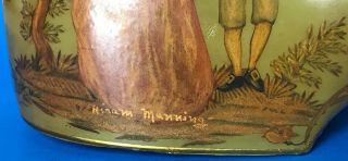 Antique Hiram Manning Decoupage On Wood Shoe Last Famous Listed Artist 12.  75  L 6