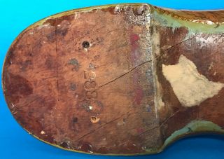 Antique Hiram Manning Decoupage On Wood Shoe Last Famous Listed Artist 12.  75  L 7