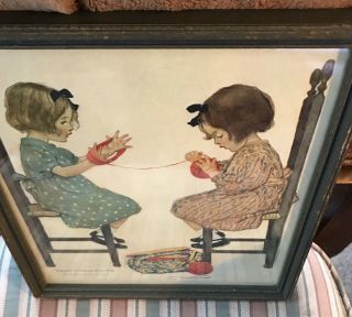 Antique Print By Jessie Wilcox Smith Campbell Prints Girls Rolling Yarn