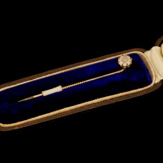 Antique Vintage Nouveau 14k Gold Filled Gf Faux Diamond Paste Stick Pin Brooch