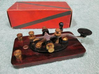 Rare,  Box Antique Signal Electric Morse Code Straight Key Telegraph Cw Ham Radio