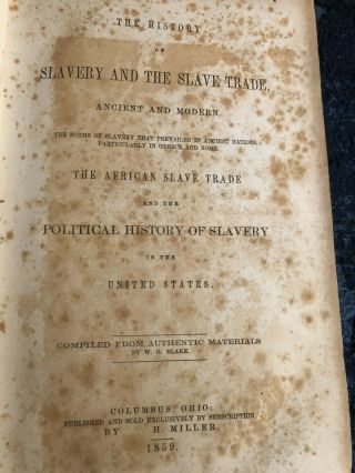 Antique Book - History of Slavery and the Slave Trade - W.  O.  Blake 1859 4