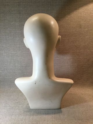 Vintage Female Fiberglass Mannequin Head Bust For Wigs Hats Creepy 16” 4