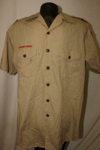 Bsa Boy Scouts Of America Mens Large Uniform Shirt Tan Utah National Parks