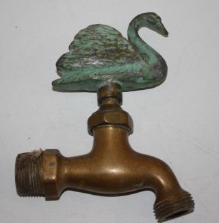 Antique Brass Swan Spigot Faucet Tap Vintage Water