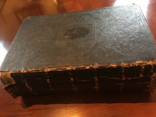 1850 Holy Bible Antique American Society Leather Ny Lichtenberger Heisey Family