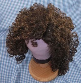 Vintage Brown Long Curly Side Part Doll Wig Sz 15 Tallinas In Package