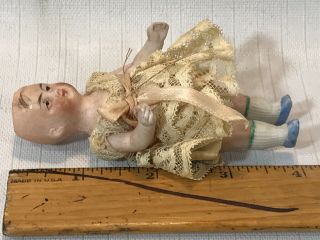 Antique Miniature Doll house Doll Bisque w Lacy Dress 5000 4 