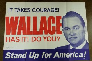 Giant Vintage 1968 George Wallace Presidential Campaign Poster 40 " X 55 "