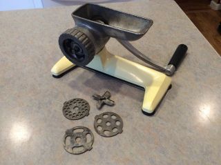 Vintage Antique Universal Countertop Tabletop Meat Grinder With Blades.