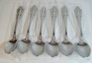 Wallace Antique Baroque Indonesia Stainless Flatware 6 Place / Oval Soup Spoons