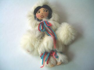 Vintage Alaskan Fur Inuit Eskimo Girl Handsewn Doll Figure