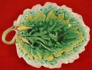 Antique Griffin Smith & Hill Etruscan Marked Majolica Oak Leaf Bread Tray