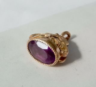 Antique Gold Filled Amethyst Pocket Watch Fob Charm