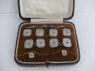 Antique Hallmarked Solid Silver Dress Stud Set Henry Griffith & Sons