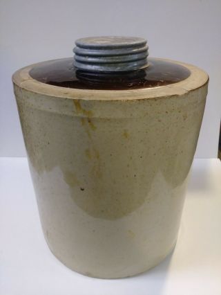 Antique Macomb Pottery Stoneware speckled design Fruit MASON JAR 1/2 Gallon 4