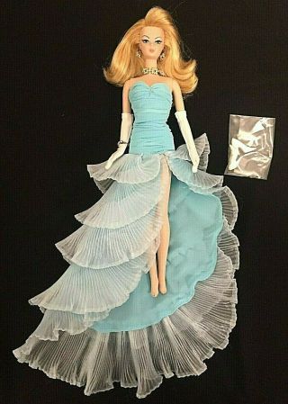 Vintage Porcelain 1991 - 2000 Barbie Doll With Blue Dress/white Shoes/jewelry