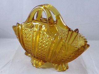 Antique Victorian Davidson Amber Pressed Glass Posy Bowl,  RD.  96945 ‘Richelieu’ 2
