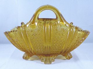 Antique Victorian Davidson Amber Pressed Glass Posy Bowl,  RD.  96945 ‘Richelieu’ 4
