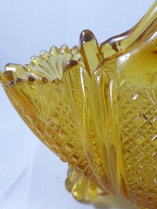 Antique Victorian Davidson Amber Pressed Glass Posy Bowl,  RD.  96945 ‘Richelieu’ 6